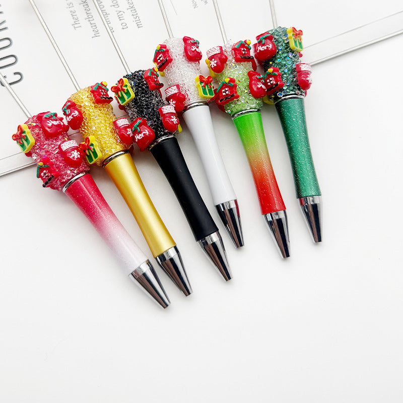 Cross-border Christmas gift box, gloves, lucky bag, bead pen DIY pure rhinestone gypsy sugar pen, Christmas gift pen