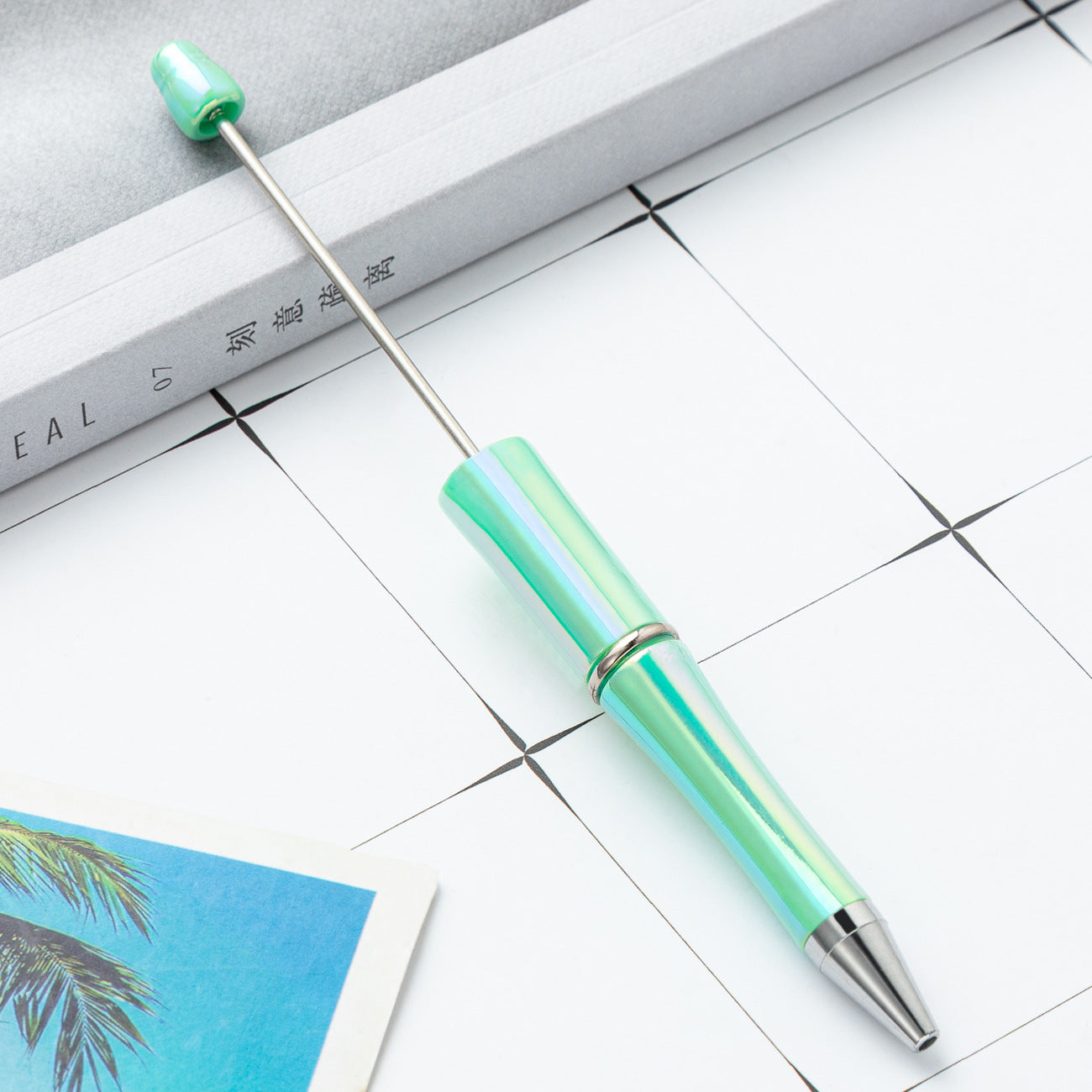Cross-border plastic bead pen wholesale student creative handmade DIY ballpoint pen new UV gradual change bead pen wholesale