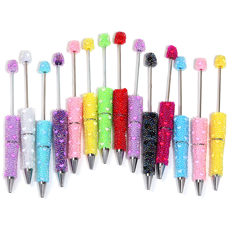 New Creative Love Bubble Bead Pen Light Luxury Fashion Full Diamond Bead Pen Cross-border Bubble Love Moe Pen