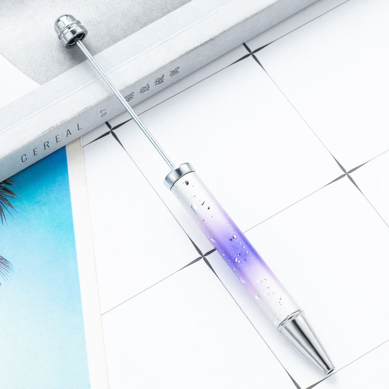 Creative DIY starry sky bead pen UV electroplating beaded ballpoint pen multi-color high value star gradual change bead pen