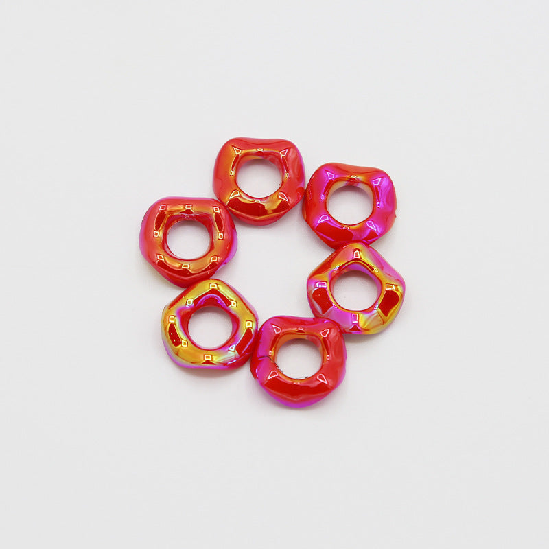 16Mm Color Electroplated Lace Wave Stacked Le Large Hole Beads Diy Handmade Beaded Loose Beads Bracelet Accessories Wholesale
