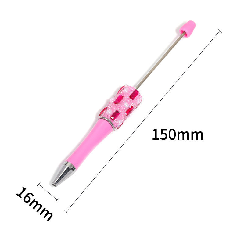 Heavy Industry DIY Shiny Square Diamond Rhinestone Gypsy Sugar Pattern Multi-color Beaded Rotary Ballpoint Pen