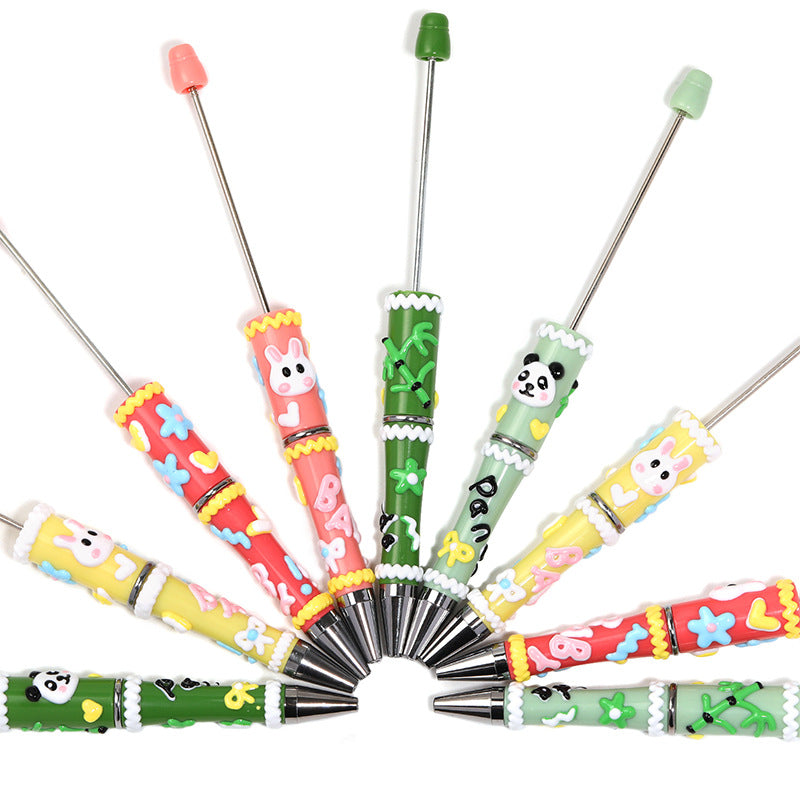 New color cartoon hand-drawn bead pen simple high-end DIY bead pen cartoon cute painted cute pen