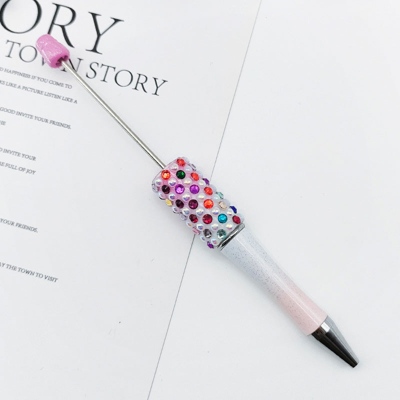 Gradual change color candy diamond bead pen DIY handmade diamond pearl agate ballpoint pen, cute creative gift pen