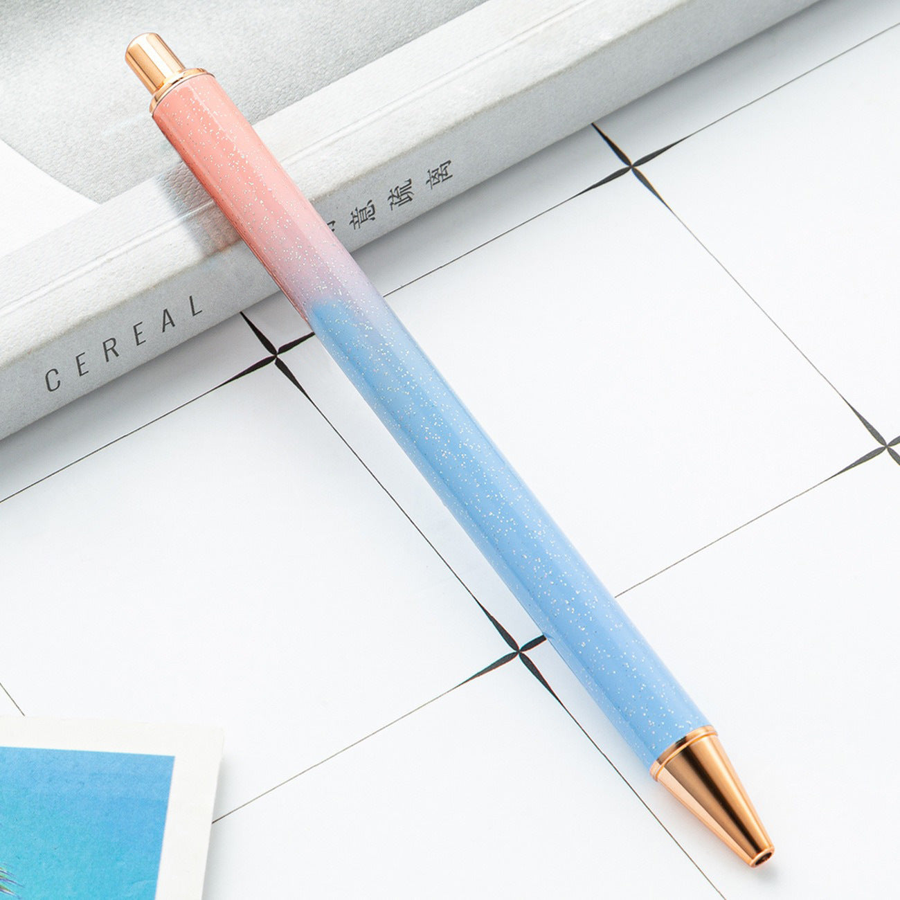 High-value metal press ballpoint pen, new creative glitter, metal stationery pen for students, spot press pen