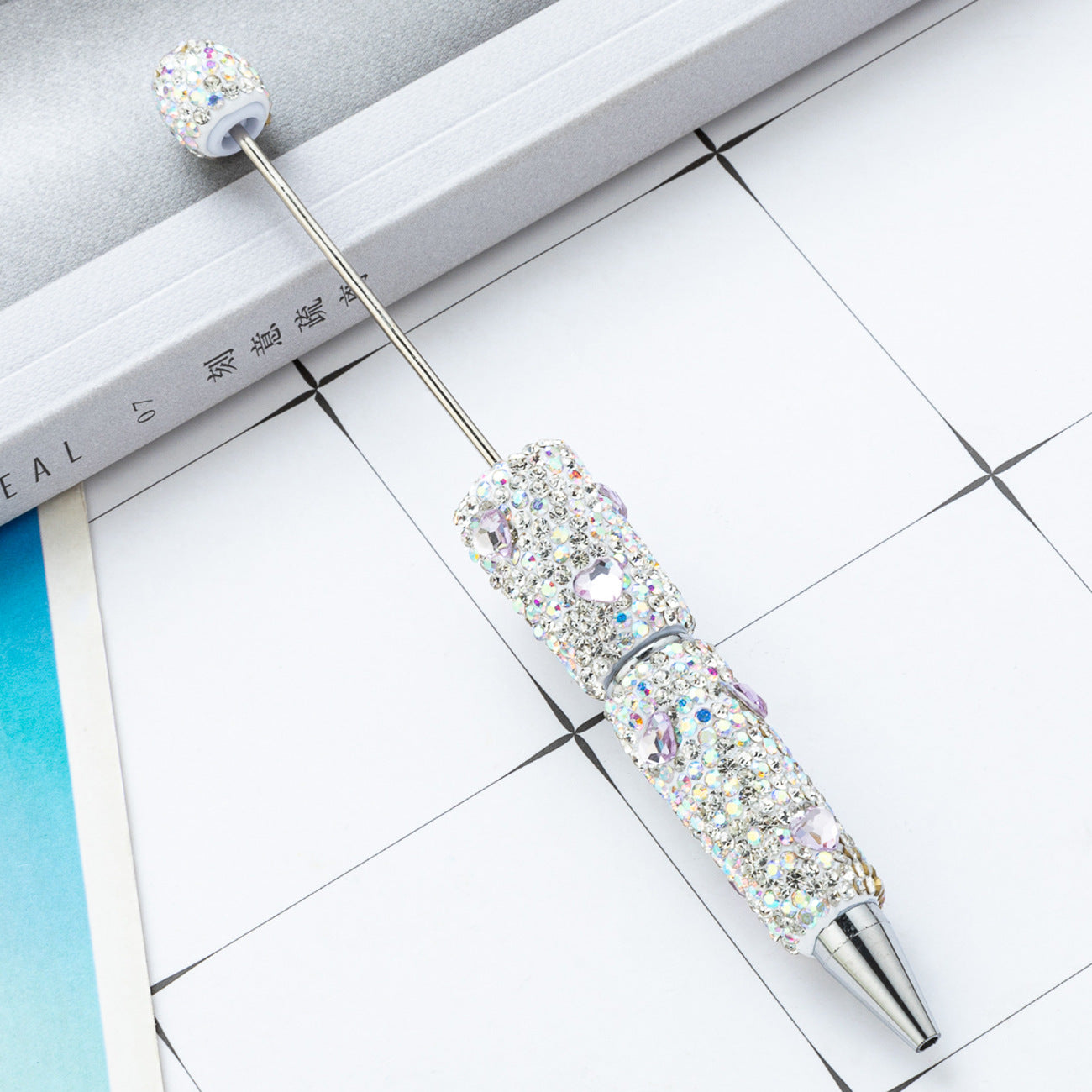 Cross-border love bead pen DIY heavy industry diamond-encrusted bead pen hand-pasted full diamond bead ballpoint pen plastic pen