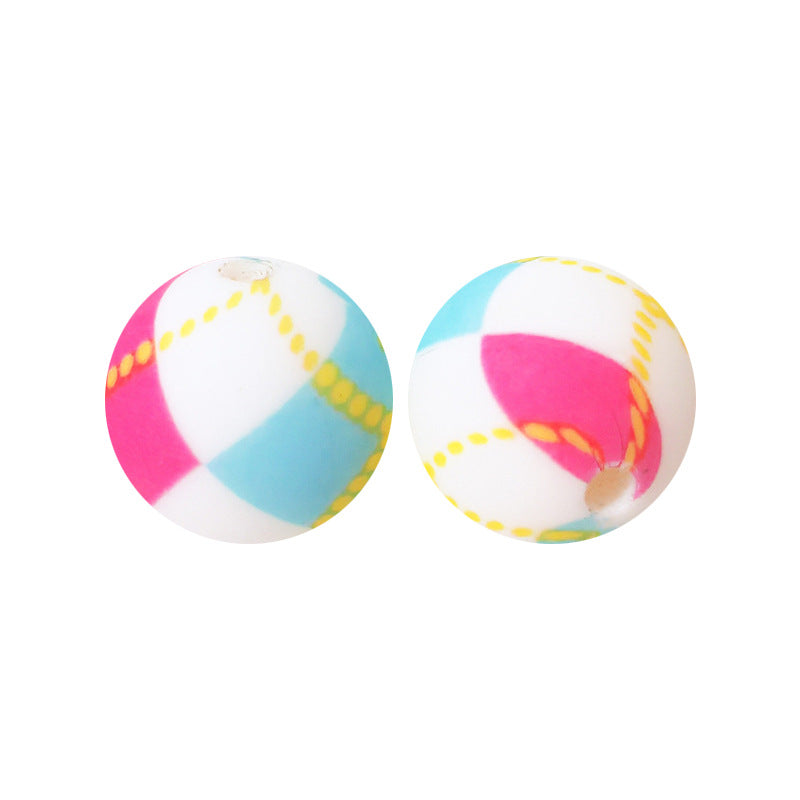 15mm Leopard Print Silicone Beads - Water Transfer Printed Daisy Round Beads for DIY Jewelry, Bead Pens, Loose Beads Wholesale #51-100