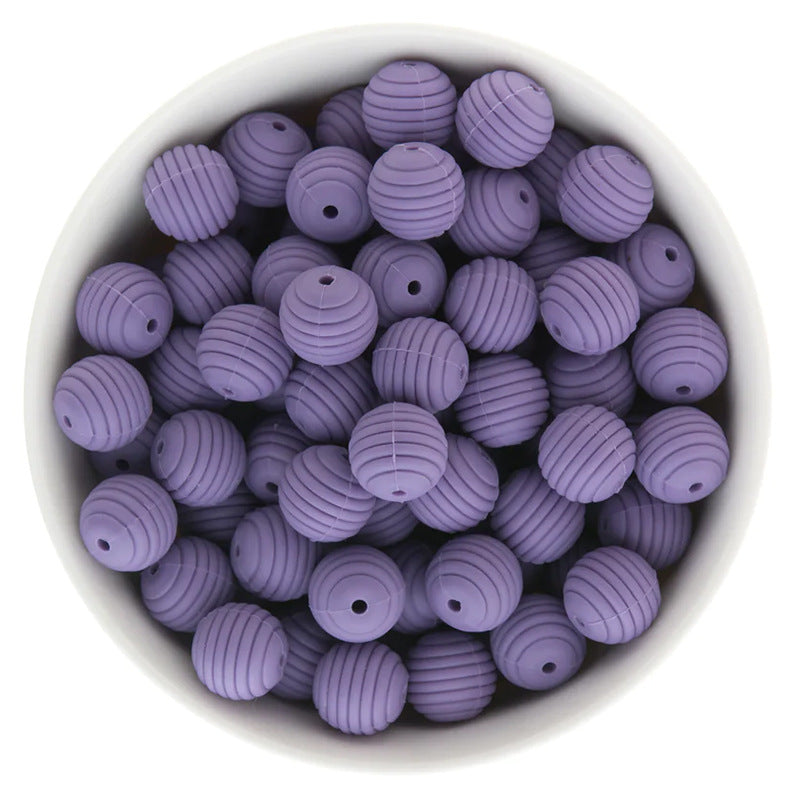 Spot 15mm silicone threaded beads food grade material baby toothpaste chain loose beads DIY accessories honeycomb beads wholesale