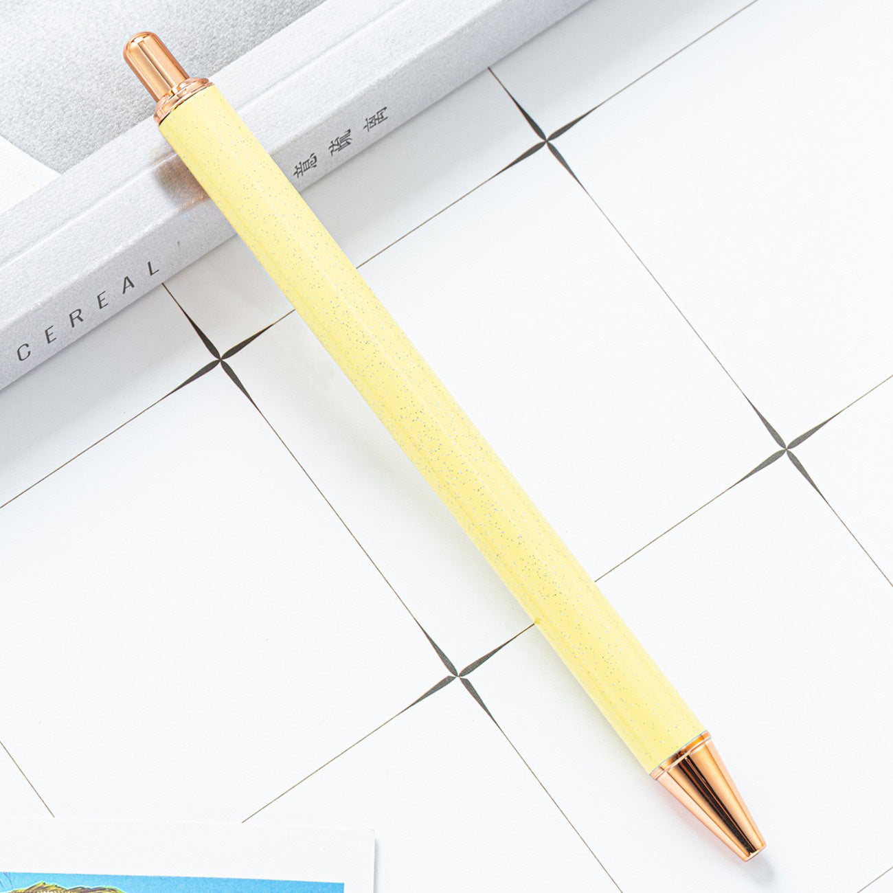 High-value metal press ballpoint pen, new creative glitter, metal stationery pen for students, spot press pen