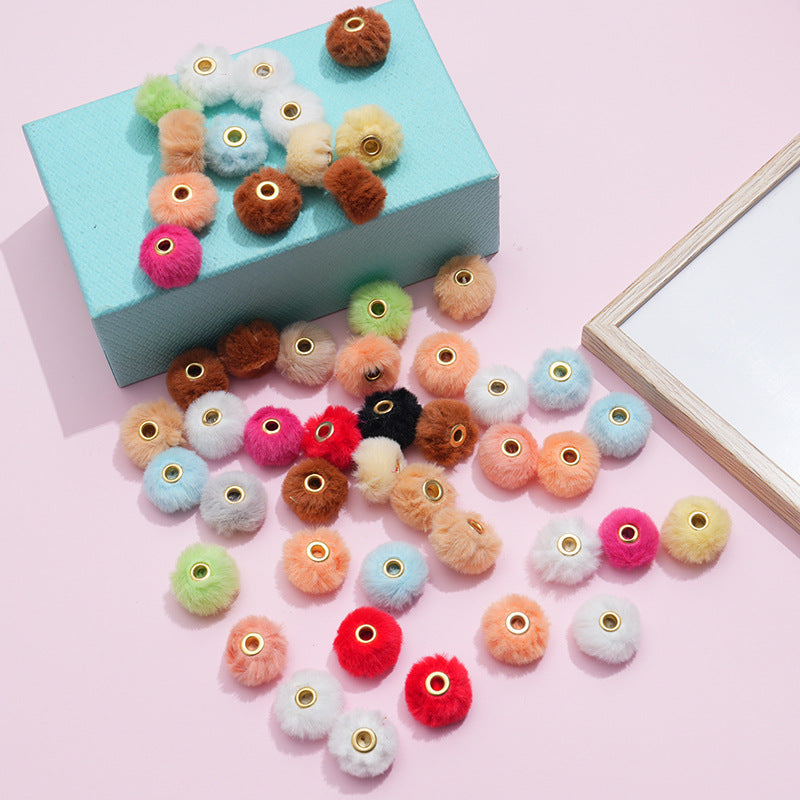 Imitation Rabbit Fur Plush Hanging Ball Beads Beads 20mm Straight Hole Hairball Beads DIY Mobile Phone Chain Accessories
