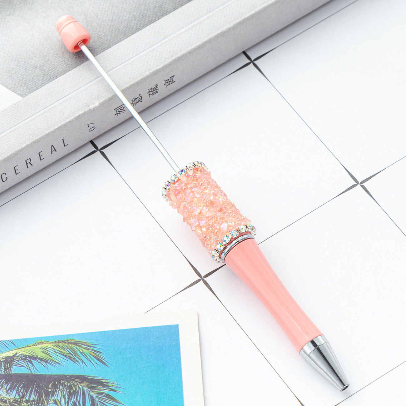 DIY crystal gravel bead pen wholesale creative exquisite cute girl heart plastic pen multi-color spinning ballpoint pen
