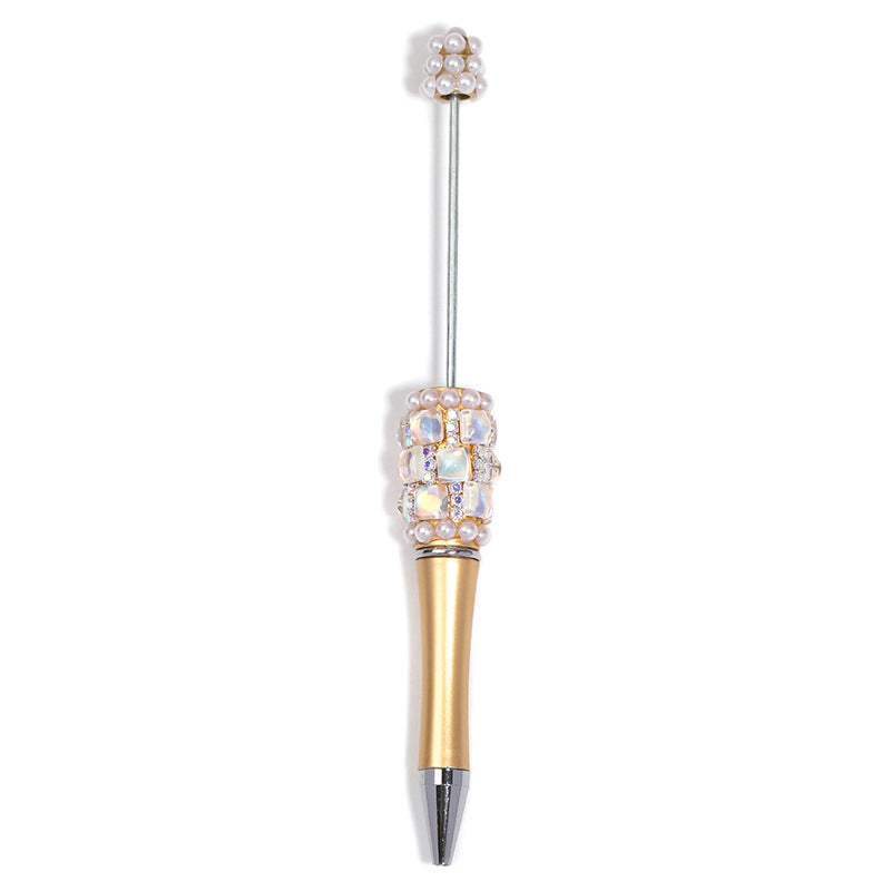 Creative DIY bead pen heavy industry high value square diamond pearl diamond bead pen multi-color plastic rotating ballpoint pen