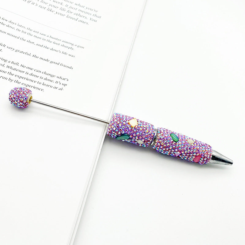 DIY colorful shell full diamond bead pen, handmade bead full diamond ballpoint pen puzzle colorful diamond gifts stationery
