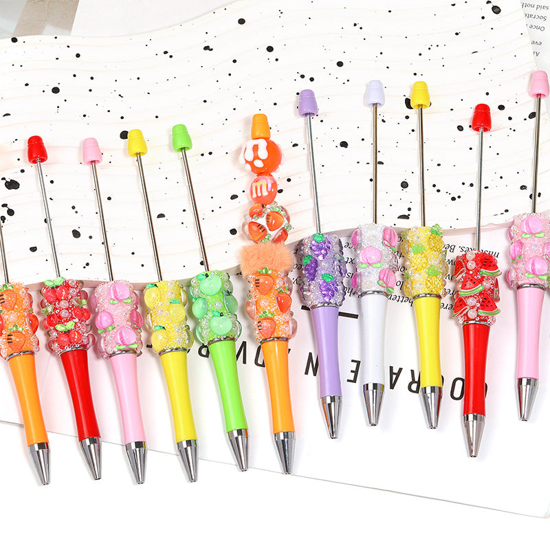 Wholesale Korean ins style high value bead pen handmade DIY creative fruit cute grain heavy industry bead pen
