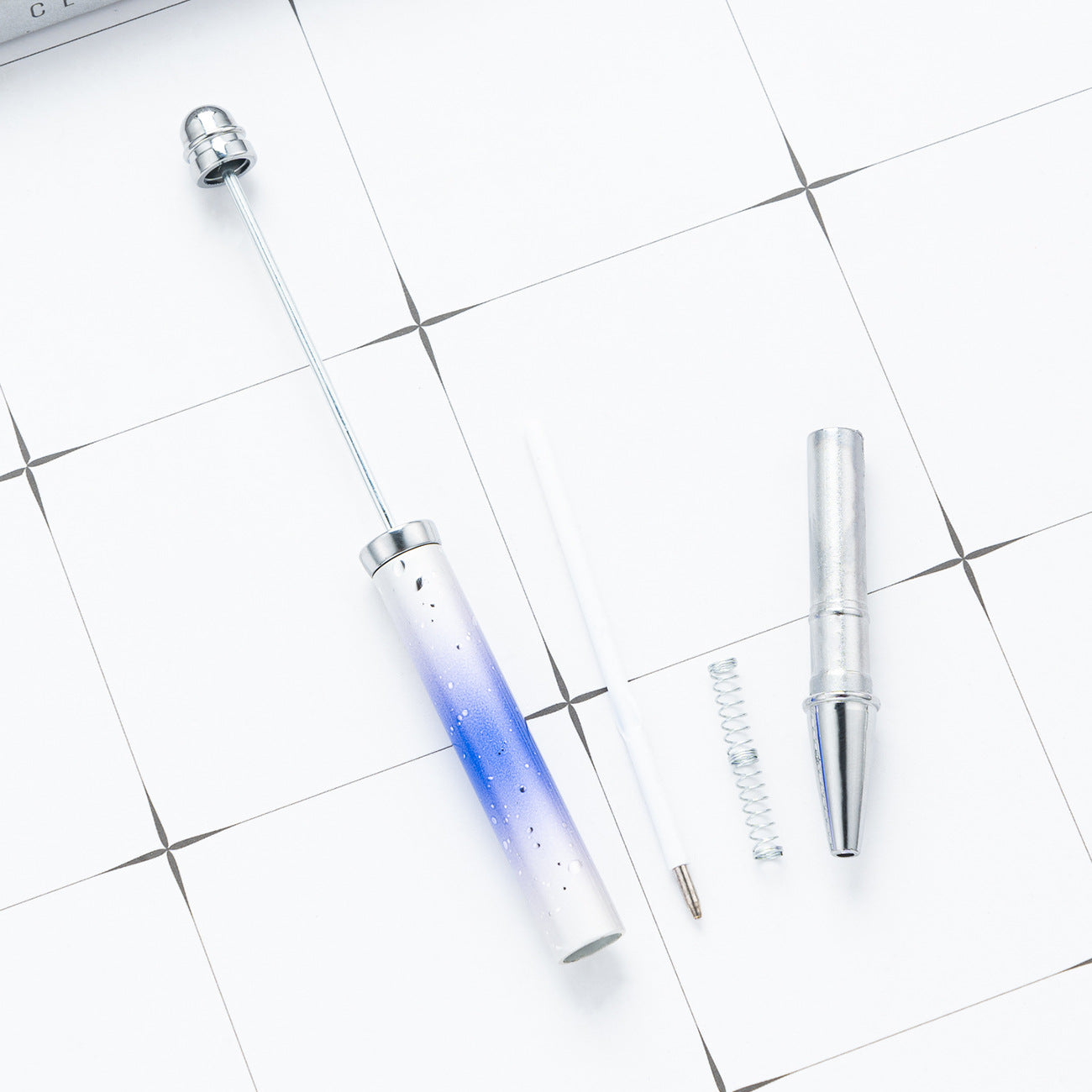 Creative DIY starry sky bead pen UV electroplating beaded ballpoint pen multi-color high value star gradual change bead pen