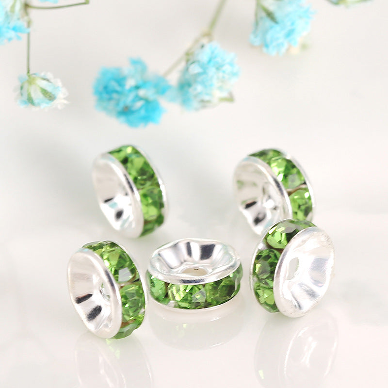 12Mm Hand-drilled Ring Spacer Beads, Colored Bracelet with Diamond Spacer Wheel Ring DIY Jewelry Accessories