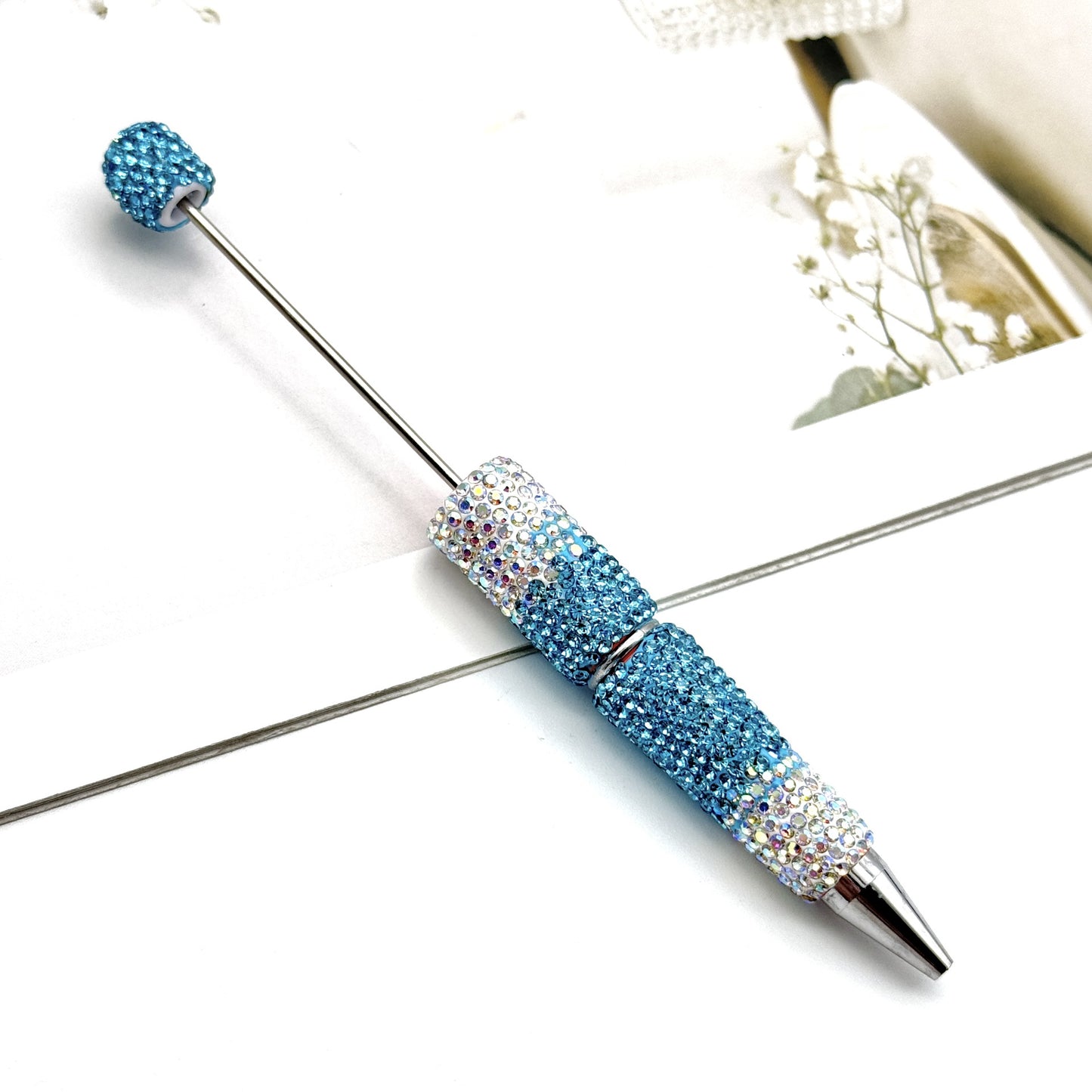 DIY's new gradual change full diamond pen, pure handmade diamond beaded pen cute creative gradual change rhinestone beaded ballpoint pen