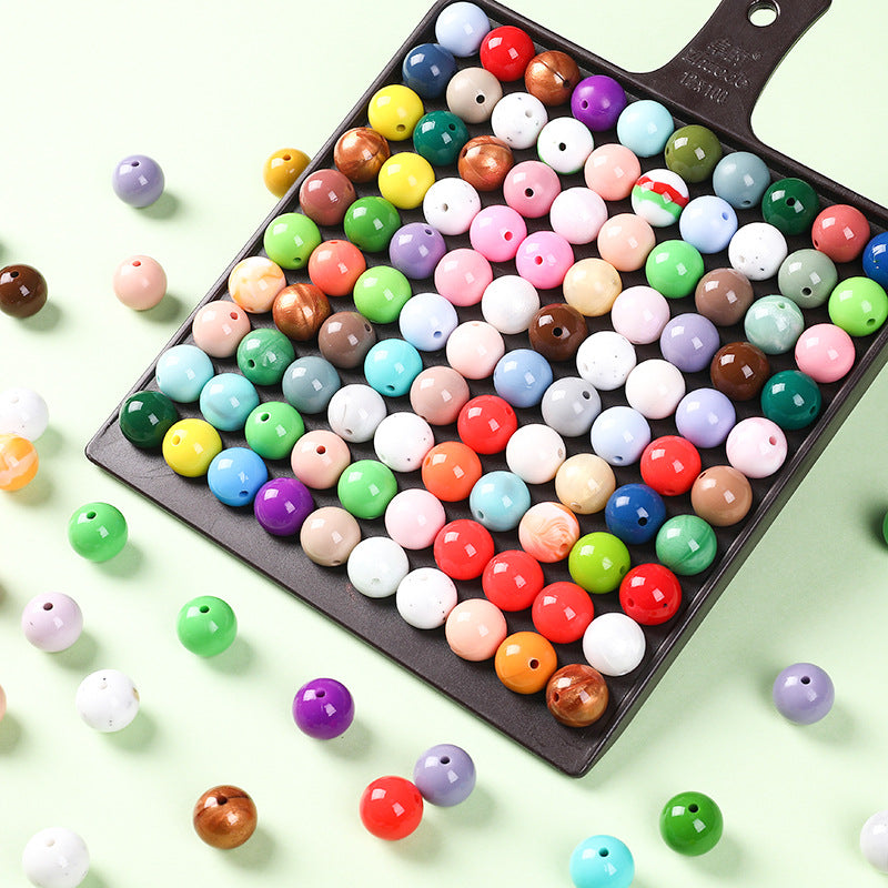 15mm Spot Glossy Silicone Beads Round Loose Beads DIY Jewelry Smooth Oil Injection Silicone Beads Mixed Color Beads