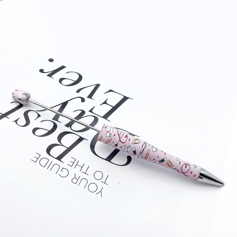 DIY printing pattern bead pen creative leopard print floral cow bead pen cross-border beadedpen spot wholesale