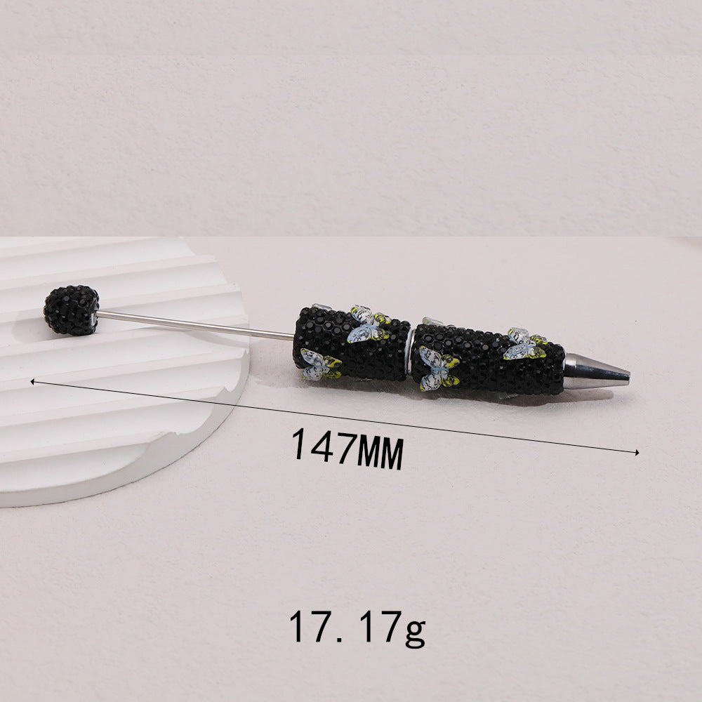 Cross-border creative butterfly soft pottery full of diamonds handmade bead pen DIY small gift gift pen creative ballpoint pen