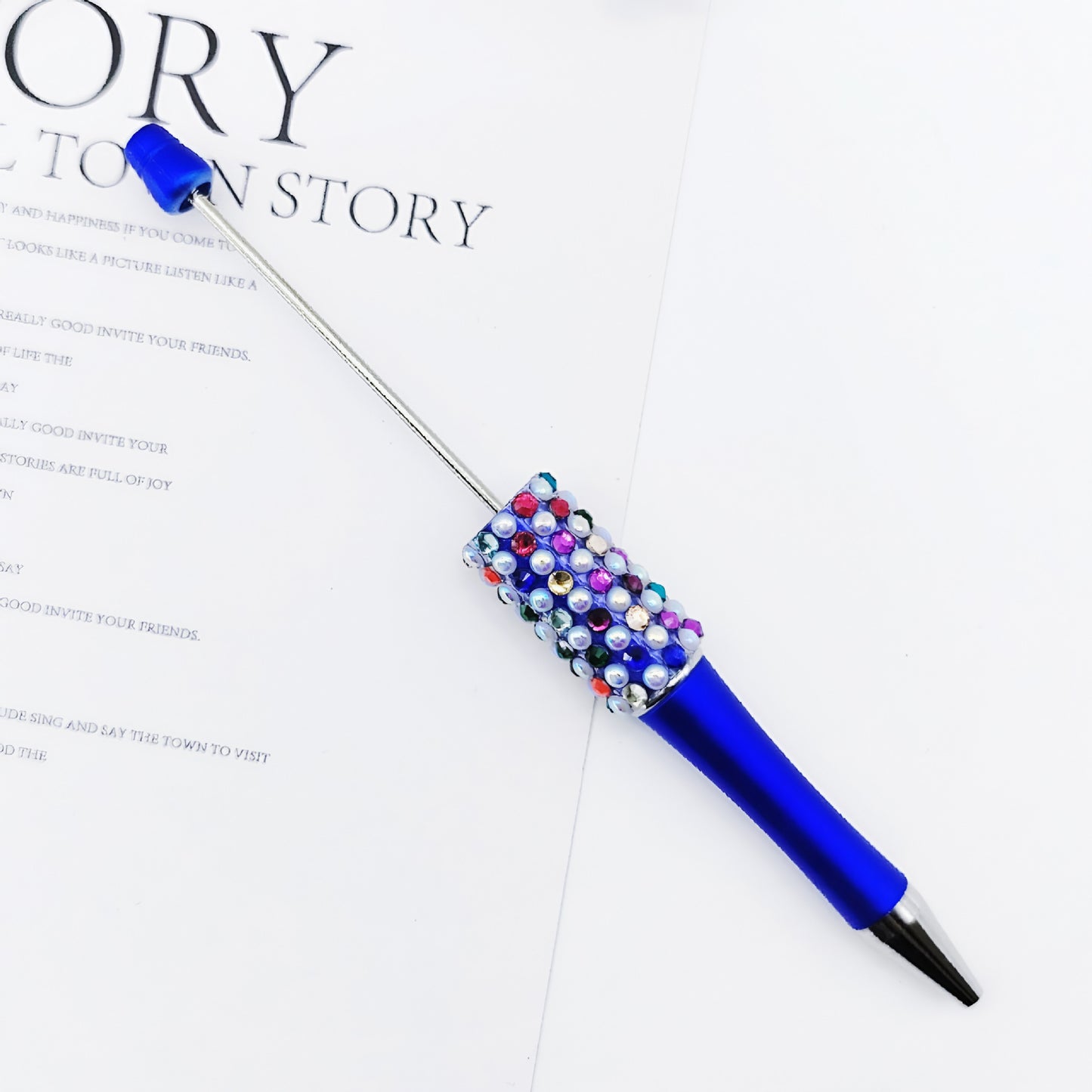 Gradual change color candy diamond bead pen DIY handmade diamond pearl agate ballpoint pen, cute creative gift pen