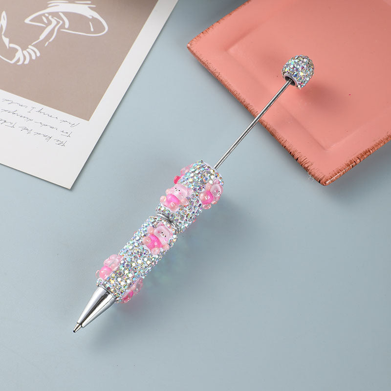 Cross-border Amazon temu hot-selling diamond-encrusted beaded ballpoint pen gift pen personalized creative signature pen