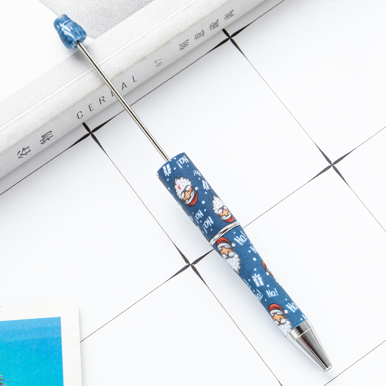 Green Christmas Tree Gingerbread and Lovely Red Color Christmas Santa Printed Beadable Pens
