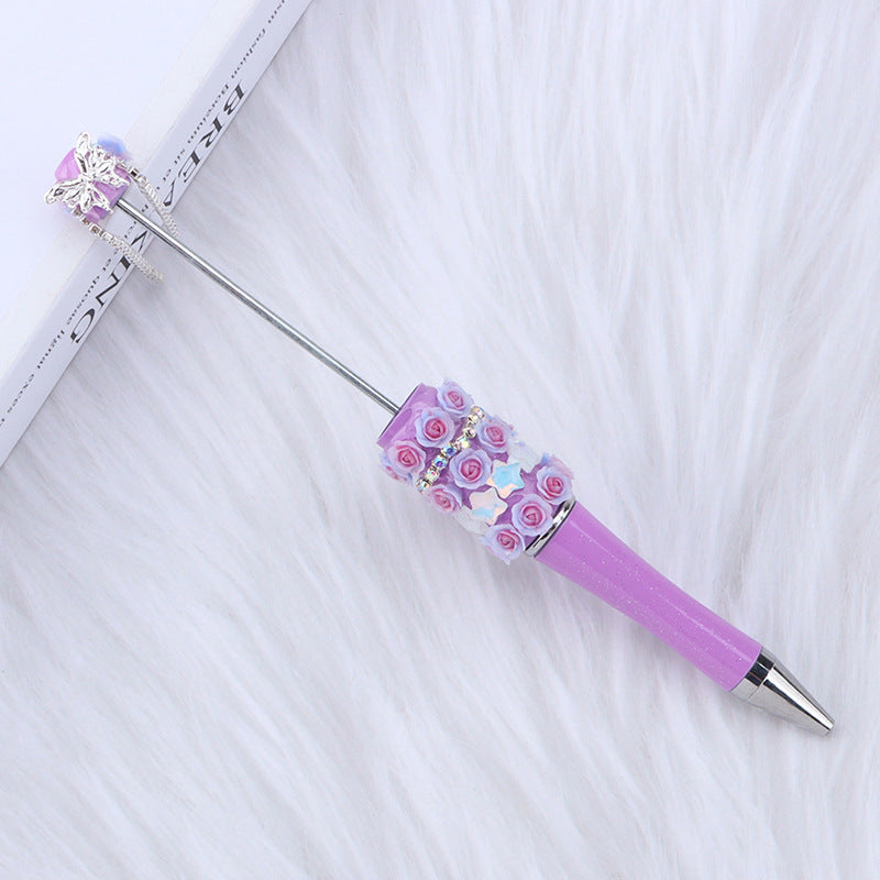 Creative DIY rose petal bead pen, exquisite handmade diamond beaded pen, girl heart blind box gift pen