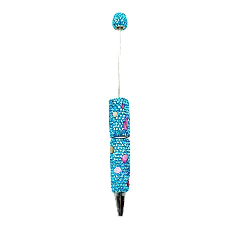 Cross-border electroplating colorful shell full diamond bead pen DIY handmade diamond ballpoint pen colorful shell stone pen