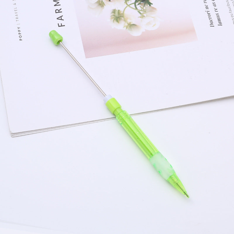 ABS plastic beaded pencil 0.5 free sharpening pencil DIY continuous lead automatic pencil student writing gift wholesale
