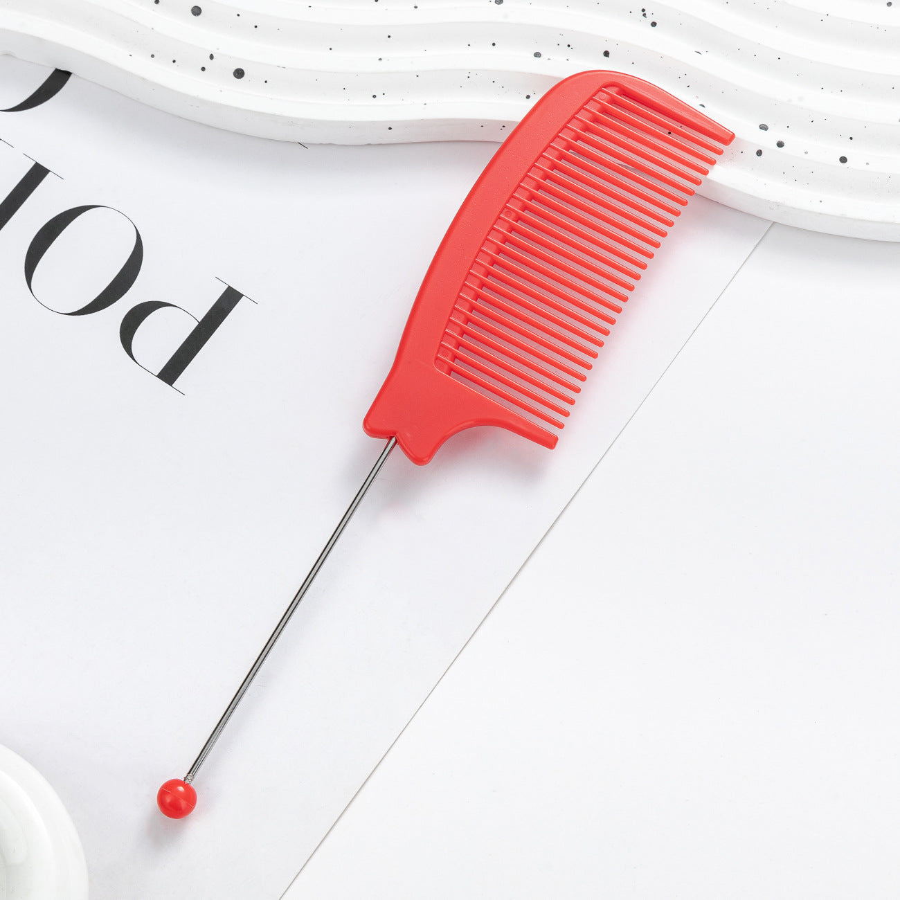 DIY Beaded Comb Hair Highlights Comb Beauty Styling Comb Steel Needle Comb Plastic Tip Tail Comb Hair Salon Hair Tool