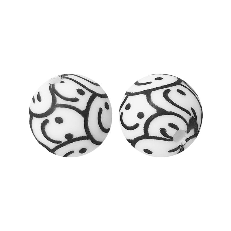 15mm silicone beads water transfer beads DIY jewelry bead pen loose beads wholesale