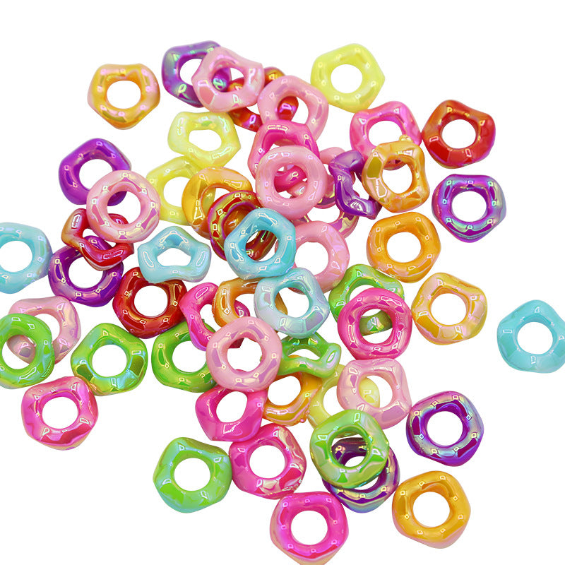 16Mm Color Electroplated Lace Wave Stacked Le Large Hole Beads Diy Handmade Beaded Loose Beads Bracelet Accessories Wholesale