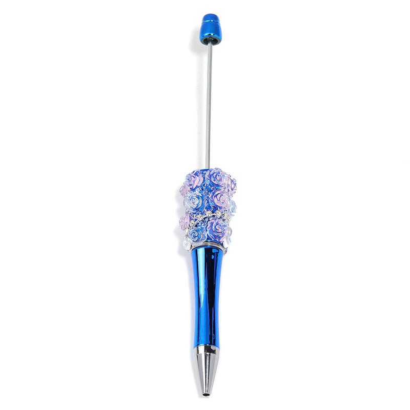 Cross-border rose bead pen wholesale creative DIY plastic beaded ballpoint pen hand sticker diamond bead pen