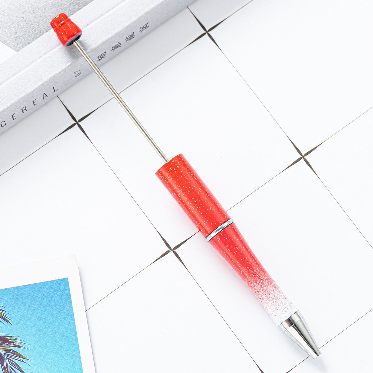 Bead pen, spot wholesale creative DIY plastic bead pen ballpoint pen printable plastic bead pen
