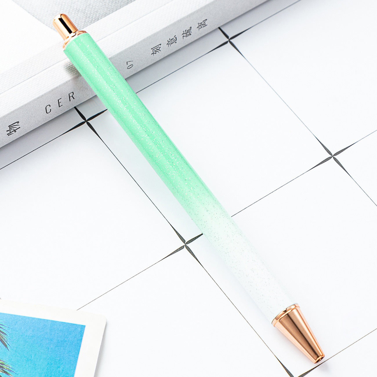 High-value metal press ballpoint pen, new creative glitter, metal stationery pen for students, spot press pen