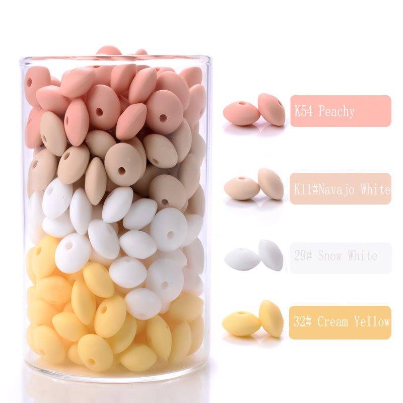 Spot Silicone Beads European and American Jewelry 12mm Small Beads DIY Necklace Beaded Oval Lentil Loose Beads Wholesale