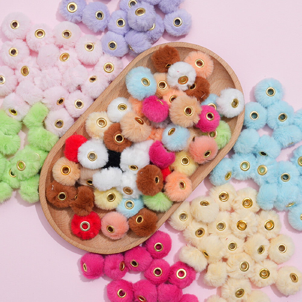 Imitation Rabbit Fur Plush Hanging Ball Beads Beads 20mm Straight Hole Hairball Beads DIY Mobile Phone Chain Accessories