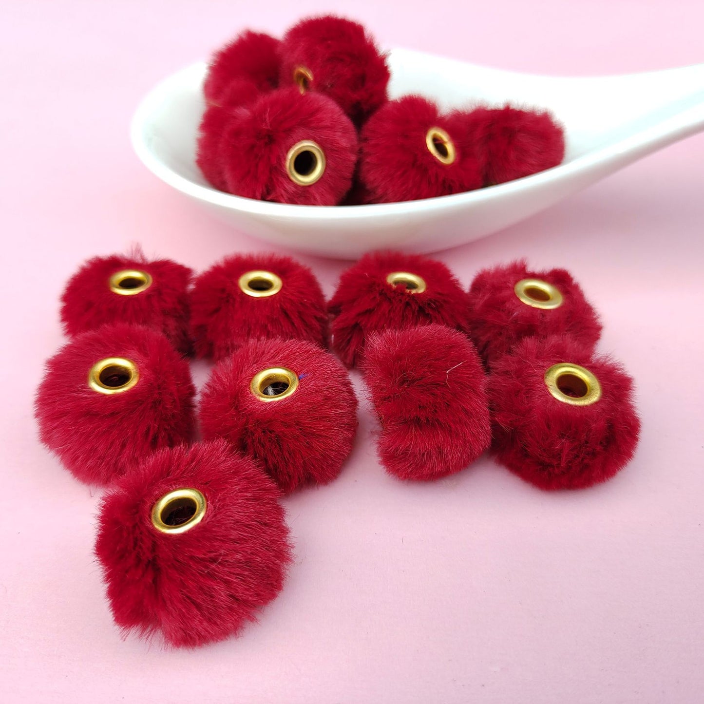 Imitation Rabbit Fur Plush Hanging Ball Beads Beads 20mm Straight Hole Hairball Beads DIY Mobile Phone Chain Accessories