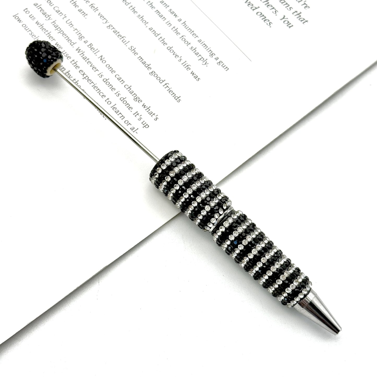 Creative Stripe Full Diamond Ballpoint Pen DIY Beaded Stripe Full Diamond Multicolor Bead Pen Rotary Beaded Grain Pen