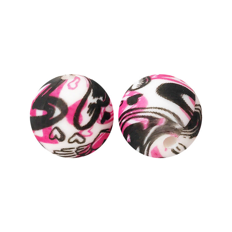 15mm silicone beads water transfer beads DIY jewelry bead pen loose beads wholesale