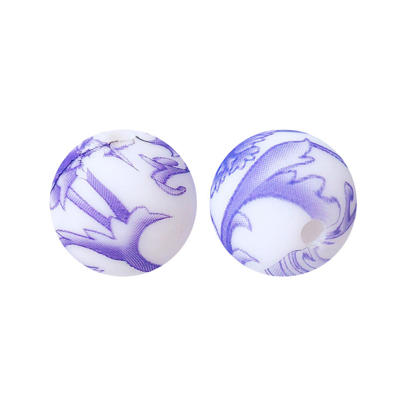 15mm silicone beads water transfer beads DIY jewelry bead pen loose beads wholesale
