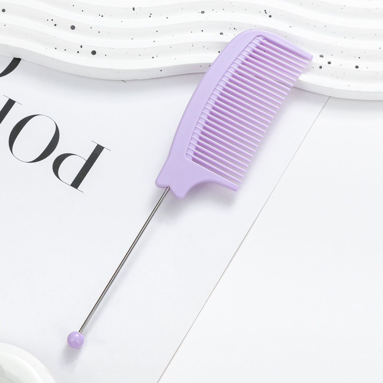 DIY Beaded Comb Hair Highlights Comb Beauty Styling Comb Steel Needle Comb Plastic Tip Tail Comb Hair Salon Hair Tool