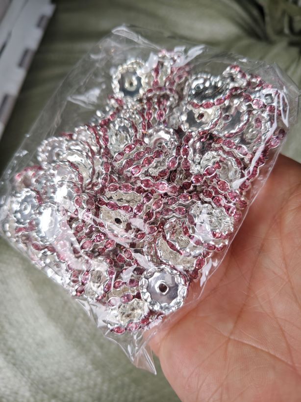 15mm Cross-border Hot-selling Silver Bead Spacer Round Rhinestone Ring Wheel Spacer Wavy Edge Diamond Spacer Accessories