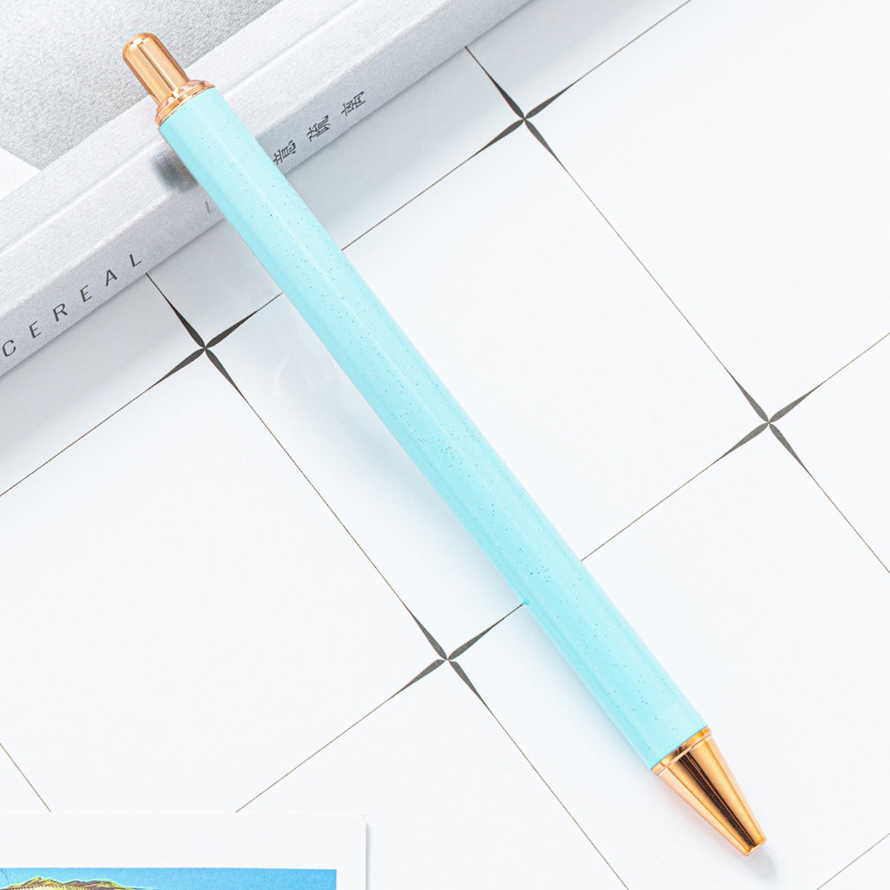 High-value metal press ballpoint pen, new creative glitter, metal stationery pen for students, spot press pen