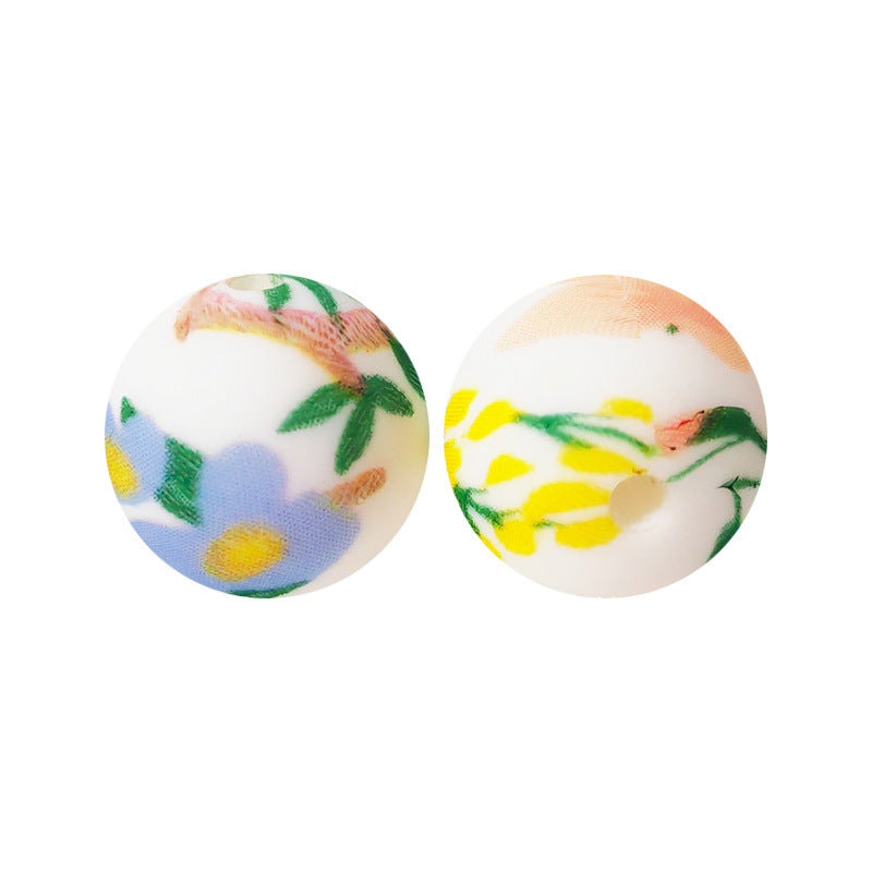 15mm Silicone Beads Water Transfer Beads DIY Jewelry Bead Pen Loose Beads Wholesale #101-150