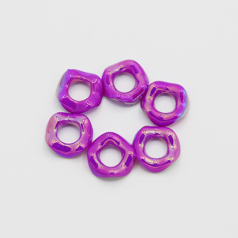 16Mm Color Electroplated Lace Wave Stacked Le Large Hole Beads Diy Handmade Beaded Loose Beads Bracelet Accessories Wholesale