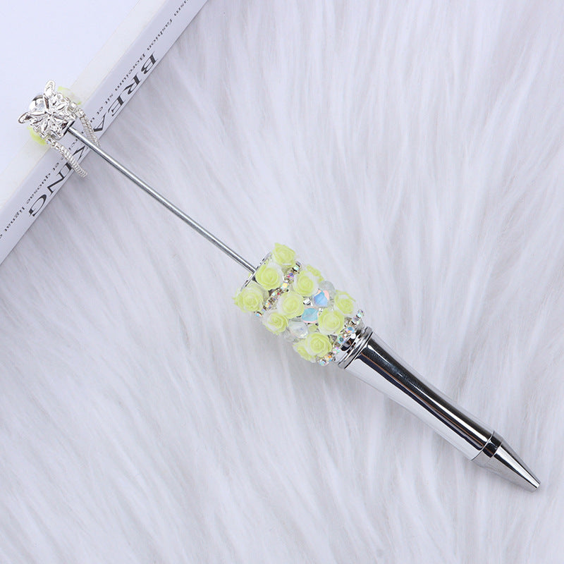 Creative DIY rose petal bead pen, exquisite handmade diamond beaded pen, girl heart blind box gift pen