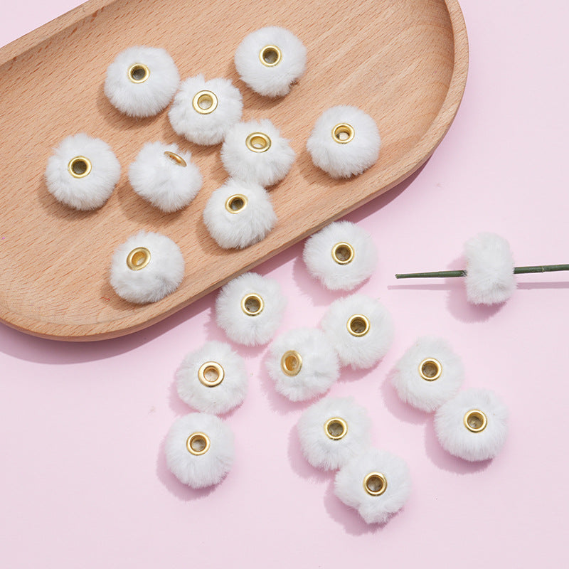Imitation Rabbit Fur Plush Hanging Ball Beads Beads 20mm Straight Hole Hairball Beads DIY Mobile Phone Chain Accessories