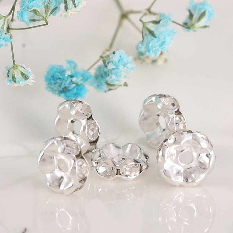 12Mm Hand-drilled Ring Spacer Beads, Colored Bracelet with Diamond Spacer Wheel Ring DIY Jewelry Accessories